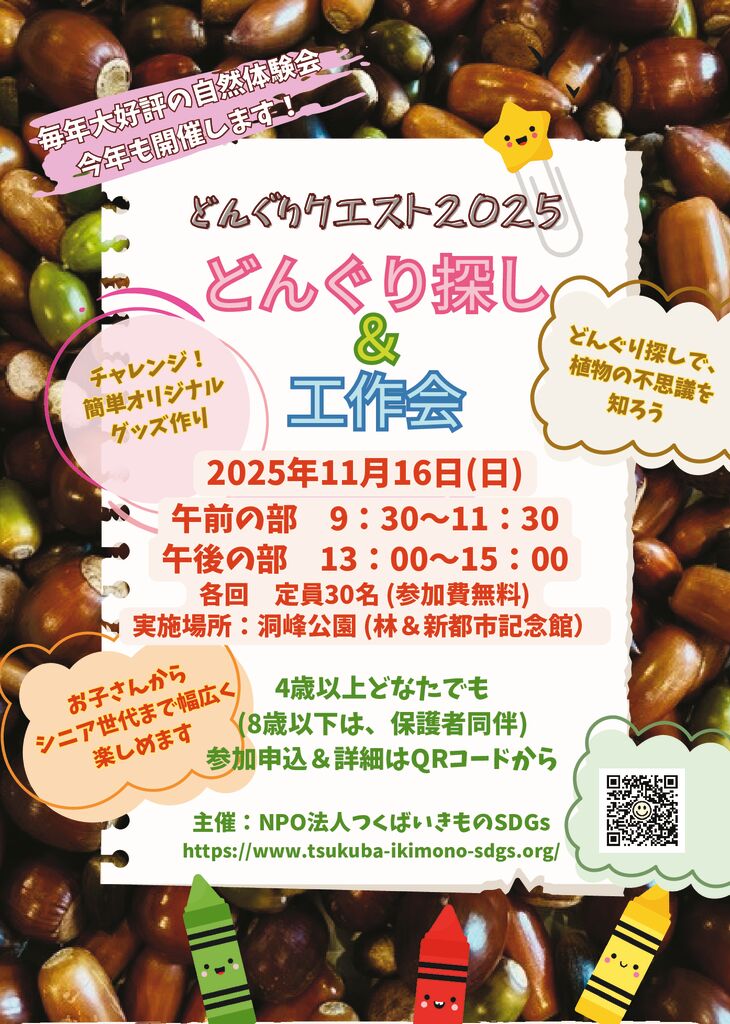NPO法人つくばいきものSDGs主催】どんぐりクエスト2025 in 洞峰公園