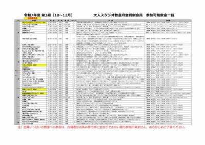 月会費制会員参加可能教室のサムネイル