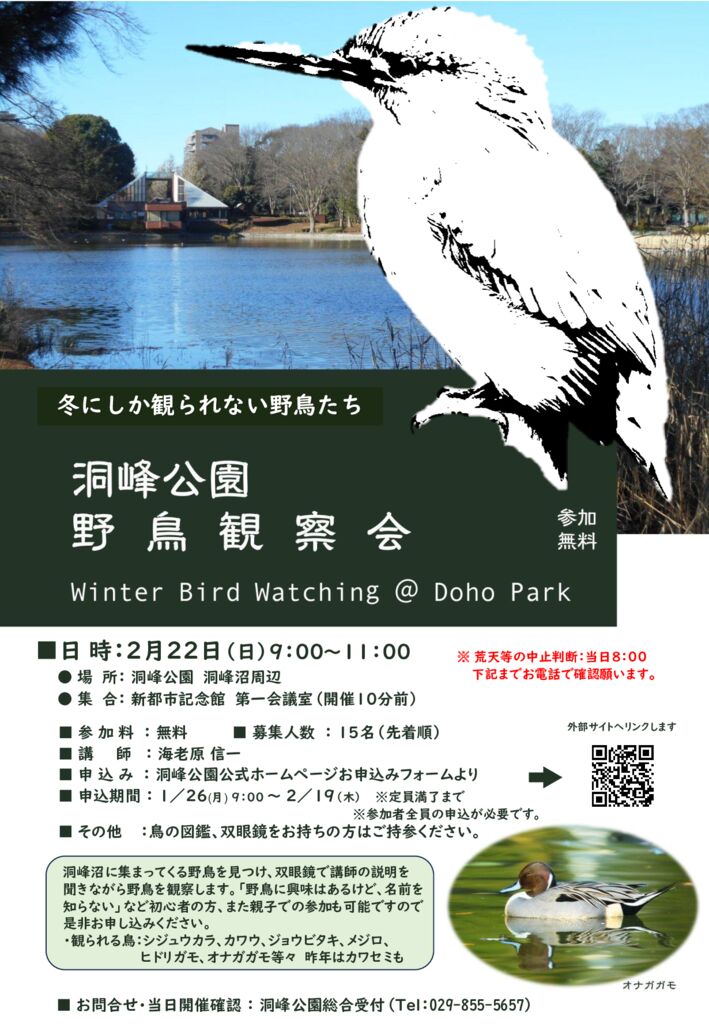 野鳥観察会 開催について | 洞峰公園 公園NEWS